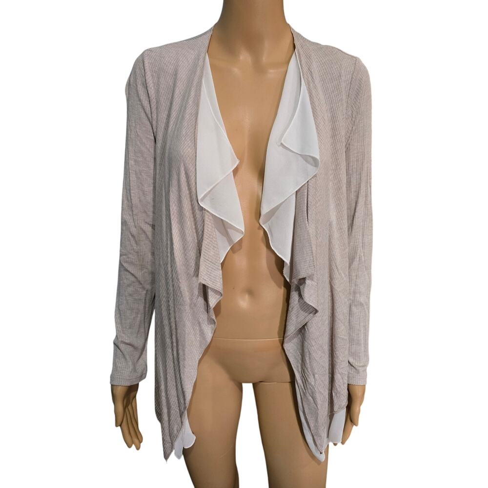 Pebble and Stone Layered Open Front Cardigan Small